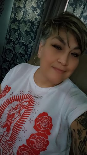 Customer photo review of Guadalupana Flowy Muscle Tank