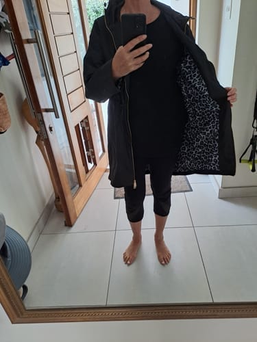 Customer photo review of Black Snow Leopard Raincoat