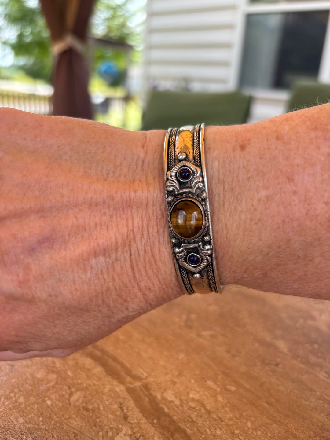Customer photo review of Tigers Eye Bohemian Cuff Bracelet