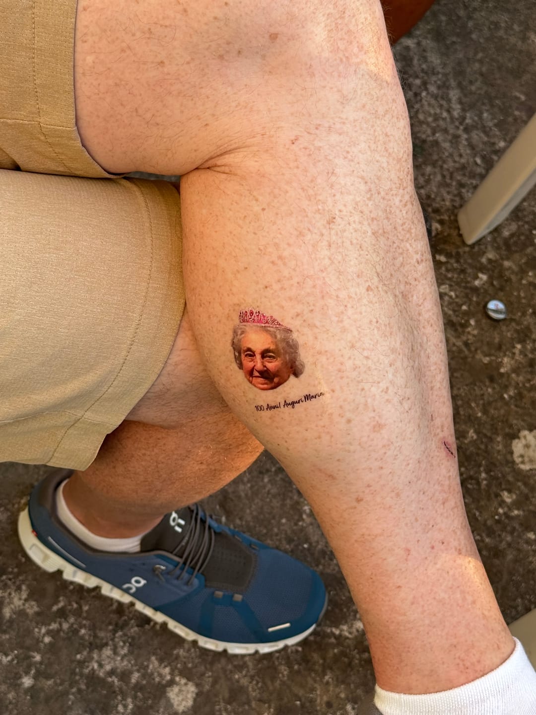 Customer photo review of Face Cut-Out Photo with Text Temporary Tattoo