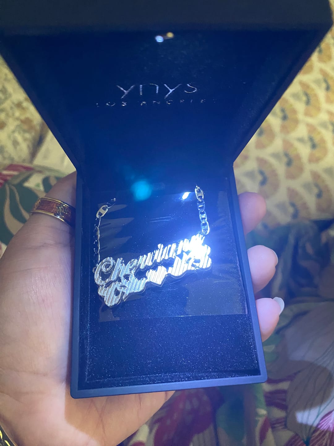Customer photo review of Dove 3D Plated Name Necklace