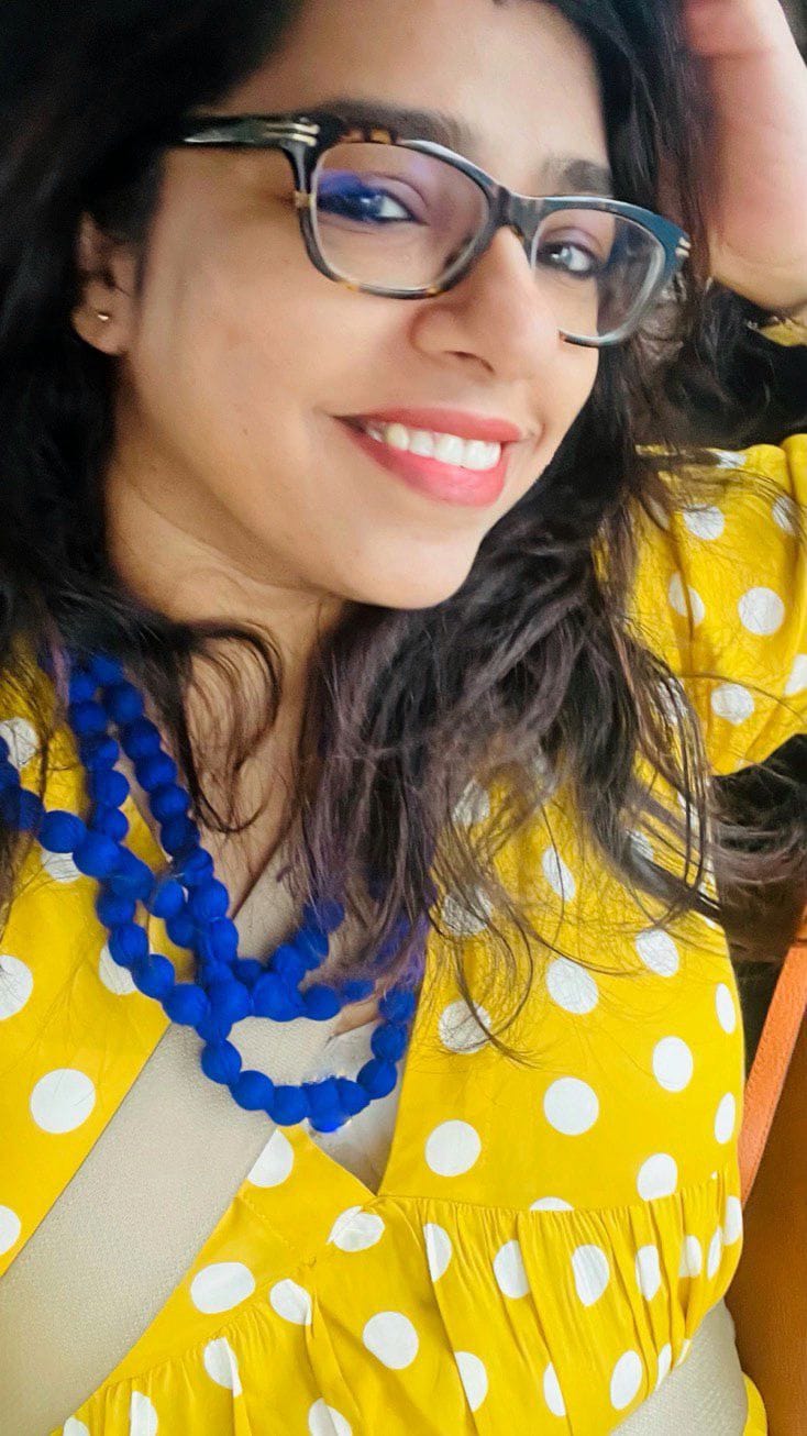 Customer photo review of Bonjour Yellow Polka Modal Maxi Dress