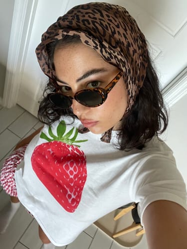 Customer photo review of 'Strawberry Fields' baby tee