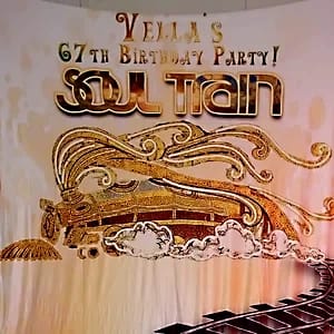 Customer photo review of Soul Train Party Photo Backdrop
