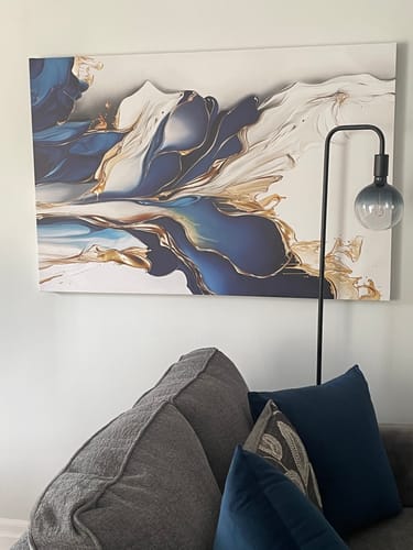 Customer photo review of 'Abstract Blue & Gold Azure' Framed Canvas