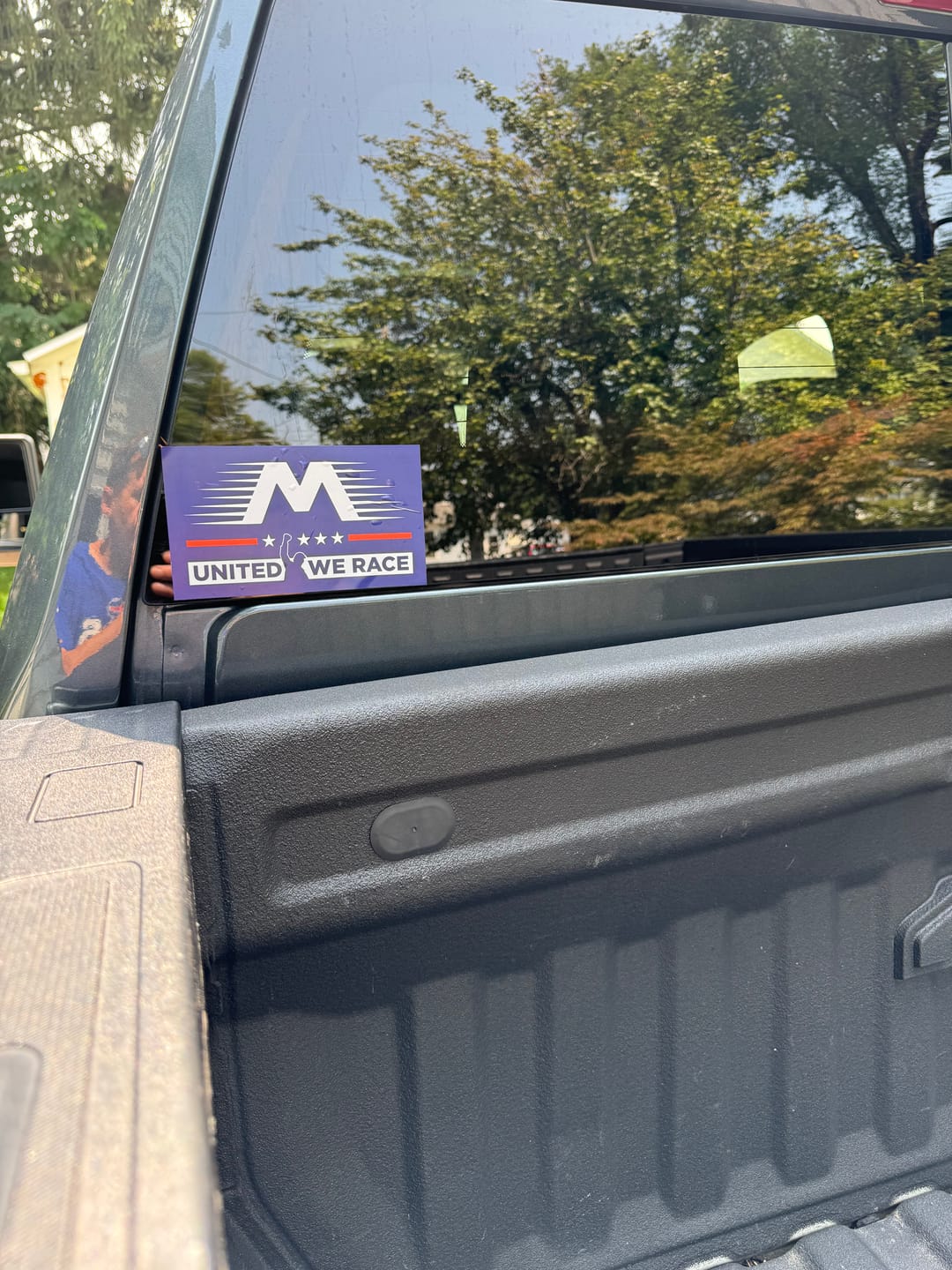 Customer photo review of United We Race Freedom Decal 6.5"x4"