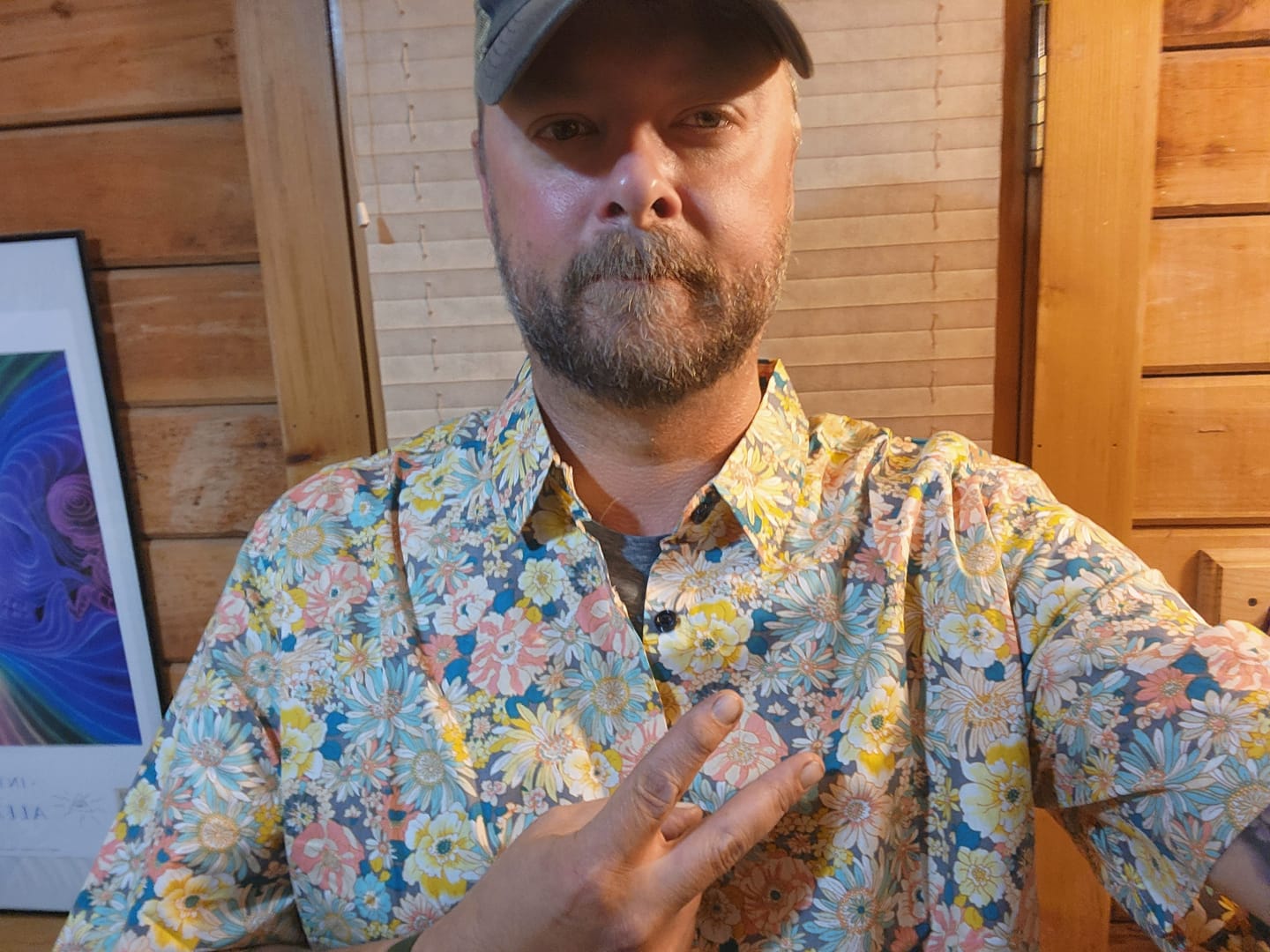Customer photo review of Men's Vintage Floral Cotton Short Sleeve Shirt