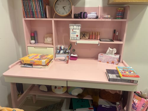Customer photo review of Stanselly Pink Solid Wood Kids Study Desk with Shelf/Rubberwood/1.2M