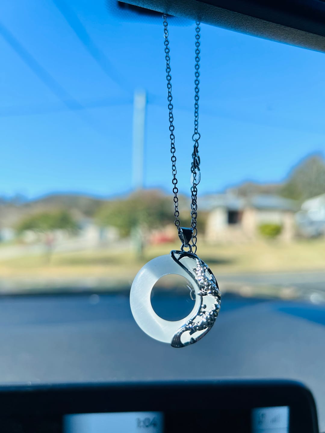 Customer photo review of Buddha Stones Natural White Jade Koi Lucky Necklace