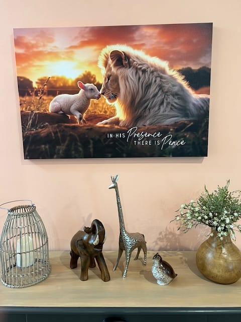 Customer photo review of In His Presence There is Peace, Lion and Lamb, Wall Art Canvas
