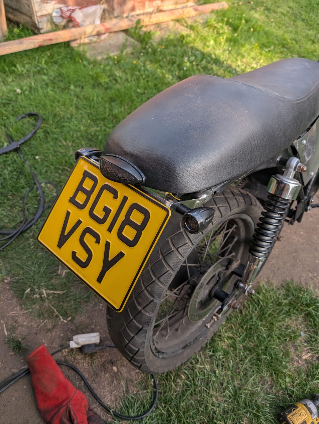 Customer photo review of Metal Pressed Motorcycle Number Plate – 9 x 7 Inches