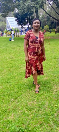 Customer photo review of Symphony Midi Wrap Dress in BURGUNDY