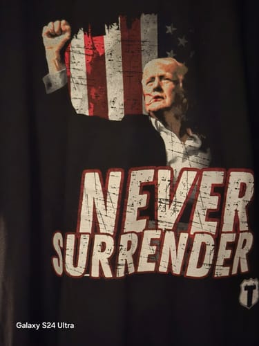 Customer photo review of Never Surrender T-Shirt