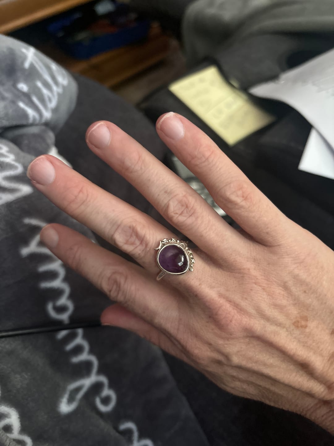 Customer photo review of Amethyst Celestial Ring