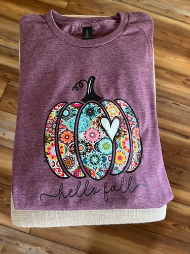 Customer photo review of Hello Fall DTF Transfer