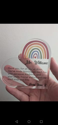 Customer photo review of Teacher Personalised Thankyou Heart