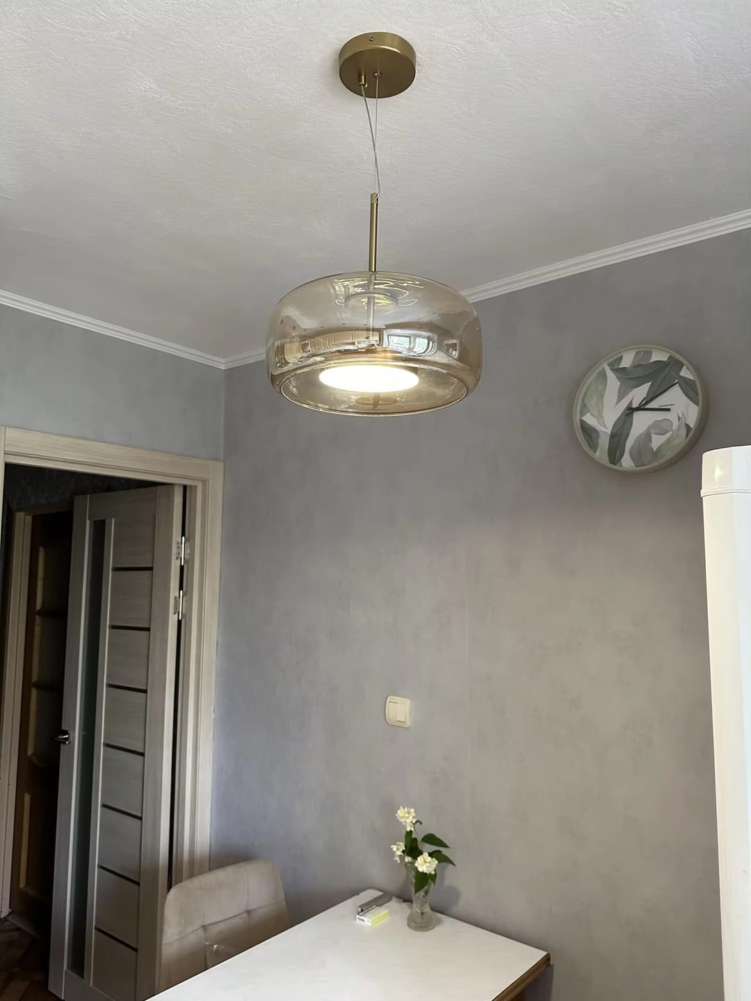 Customer photo review of WOMO Drum Blown Glass Pendant Light-WM2145