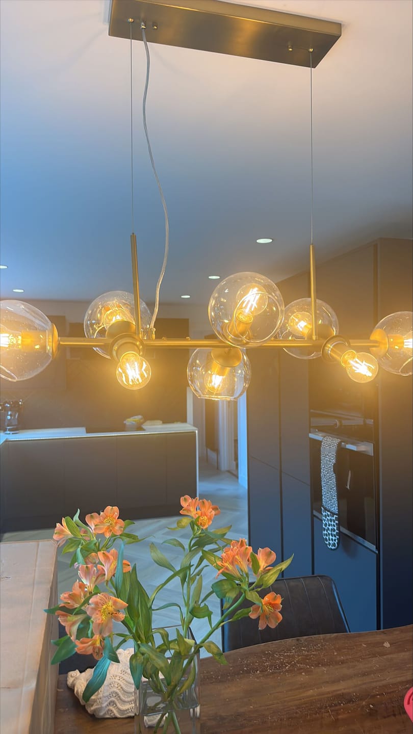 Customer photo review of Modern Mid-Century Globe Kitchen Island Pendant Light