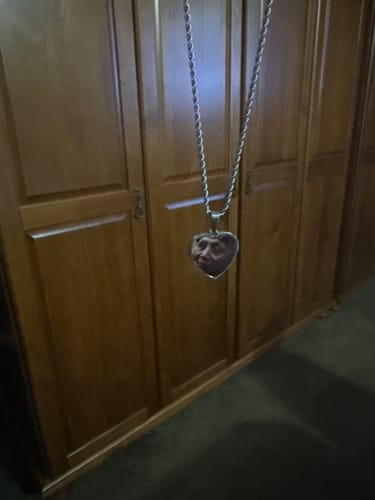Customer photo review of Custom Engravable Heart Photo Necklace