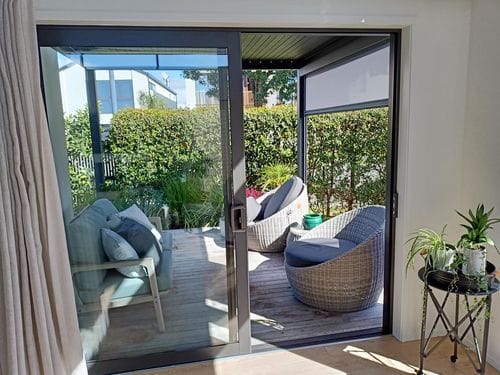 Customer photo review of Waihi & Hahei Pergola Retractable Shade Blind - 3m