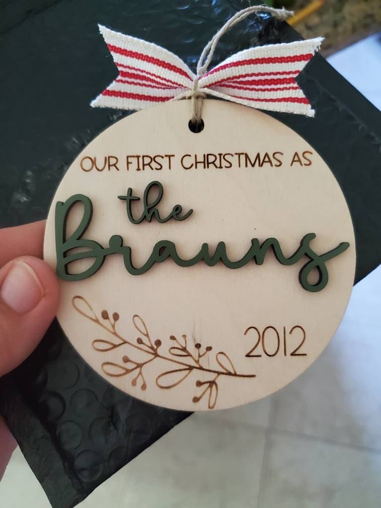 Customer photo review of Our First Christmas Married Ornament 2025