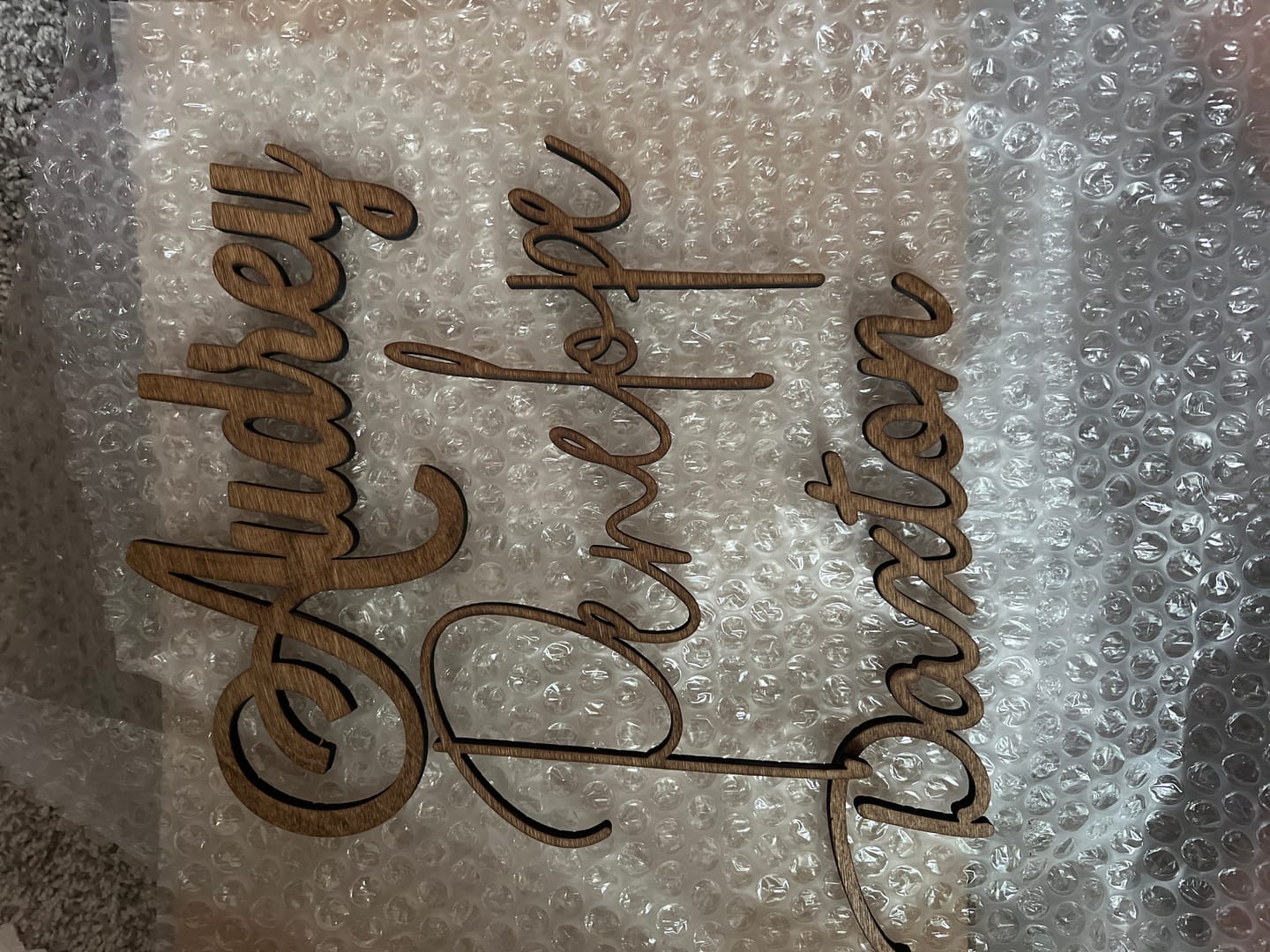 Customer photo review of Custom Wooden Word