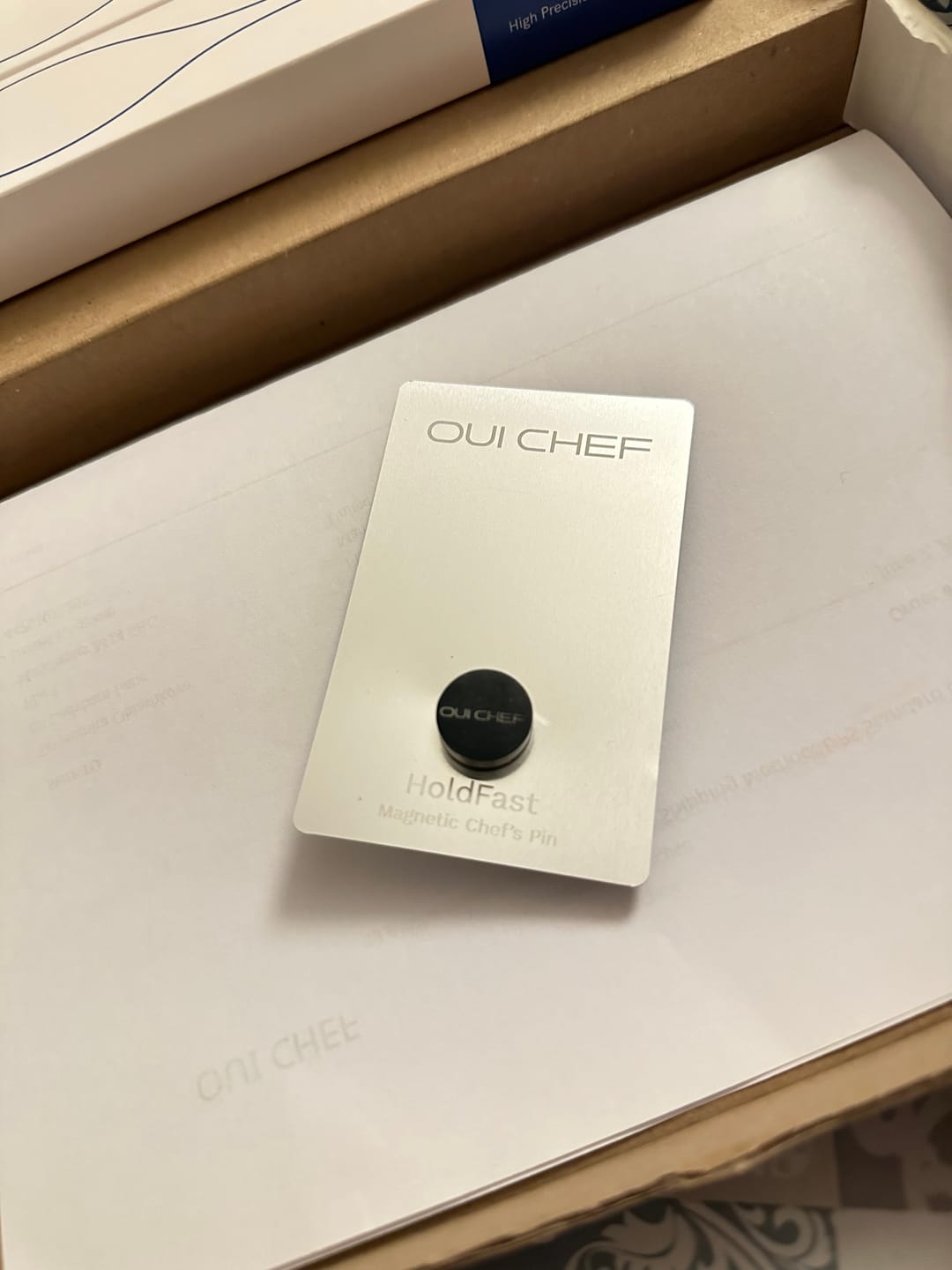 Customer photo review of HoldFast Magnetic Chef's Pin v4
