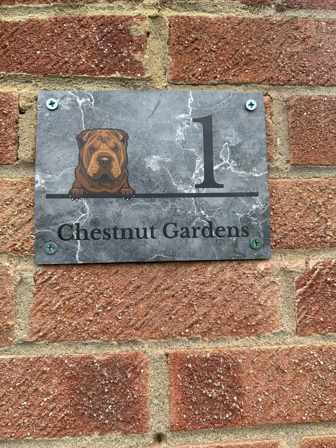 Customer photo review of House number marble look - Personalised door sign