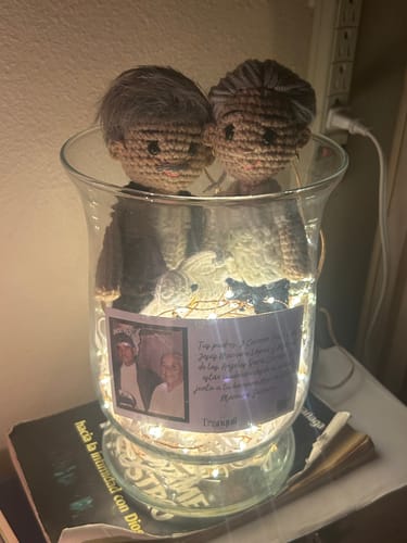 Customer photo review of Tranquil - Personalized Couple Crochet Dolls (In Loving Memory Card)