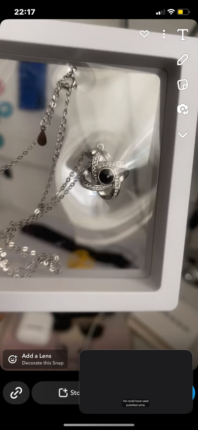 Customer photo review of Personalized Photo Projection Necklace