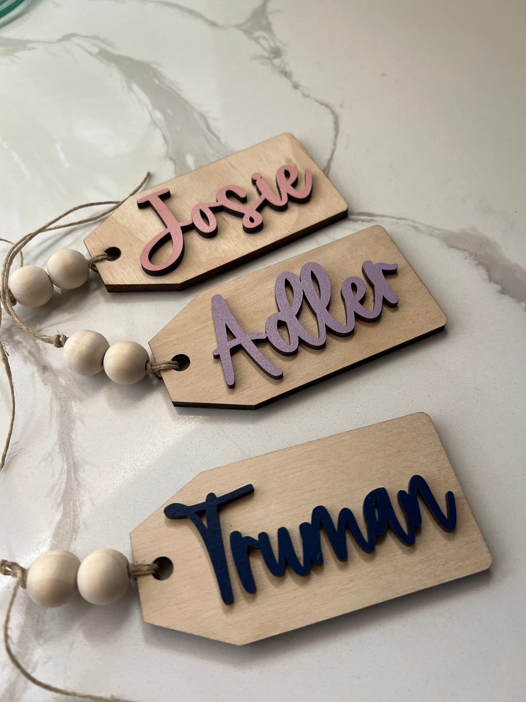 Customer photo review of Beaded Wooden Name Tag