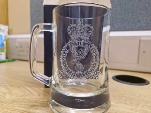 Customer photo review of Engraved RAF Association Crest Tankard Beer Glass