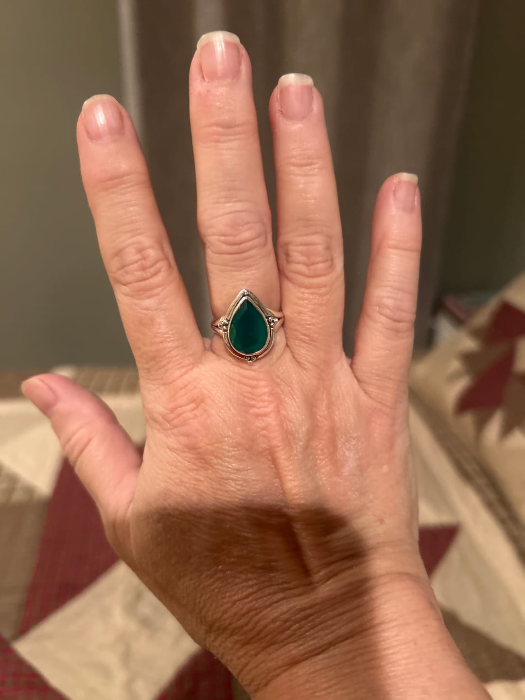 Customer photo review of Teardrop Green Onyx Ring