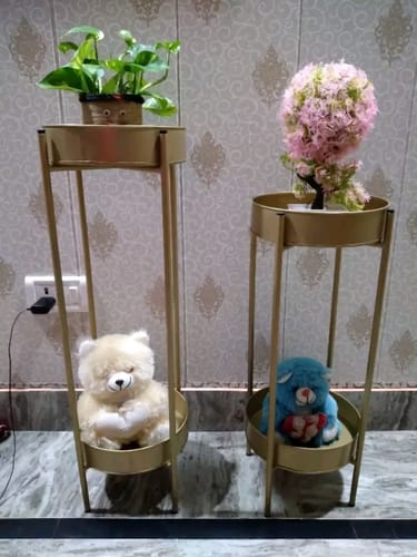 Customer photo review of UC-1 Premium Big Metal Multi-Tier Planter Stand for Home Décor (Gold Set of 2) Pot Holder