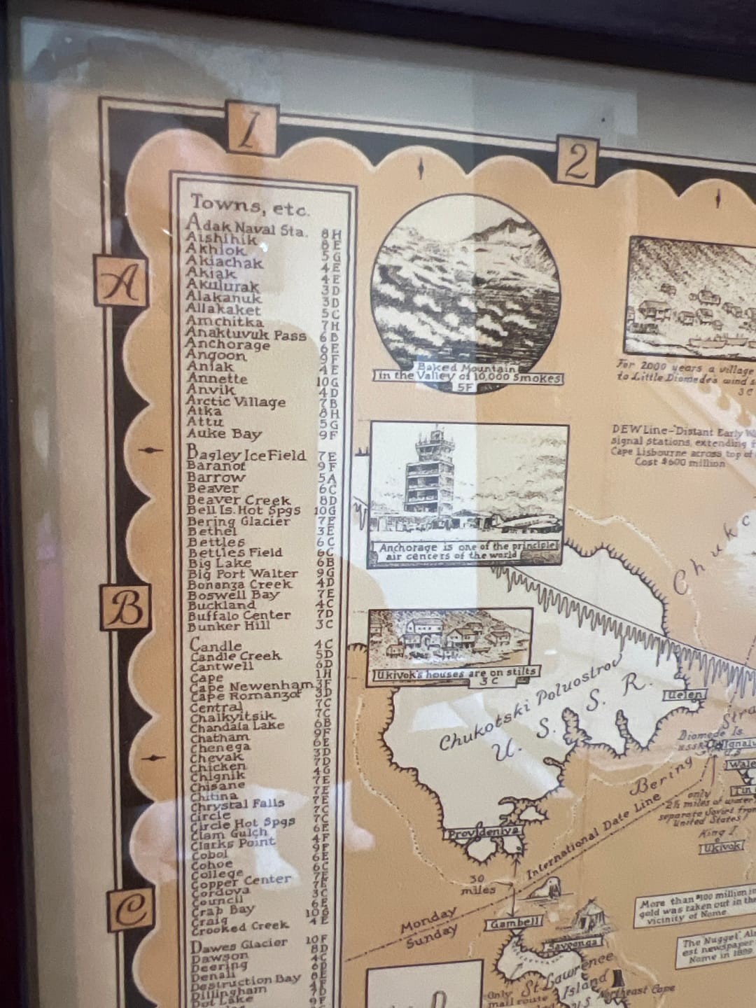 Customer photo review of Old Pictorial Map of Alaska, USA by E. Chase, 1958 - Anchorage, Bears, Gold Mining, Towns, Mountains, etc.
