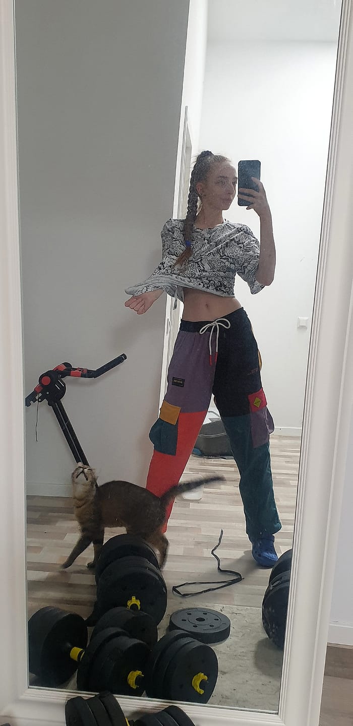 Customer photo review of Aelfric Eden "Back to 90's" Patchwork Color Block Corduroy Pants