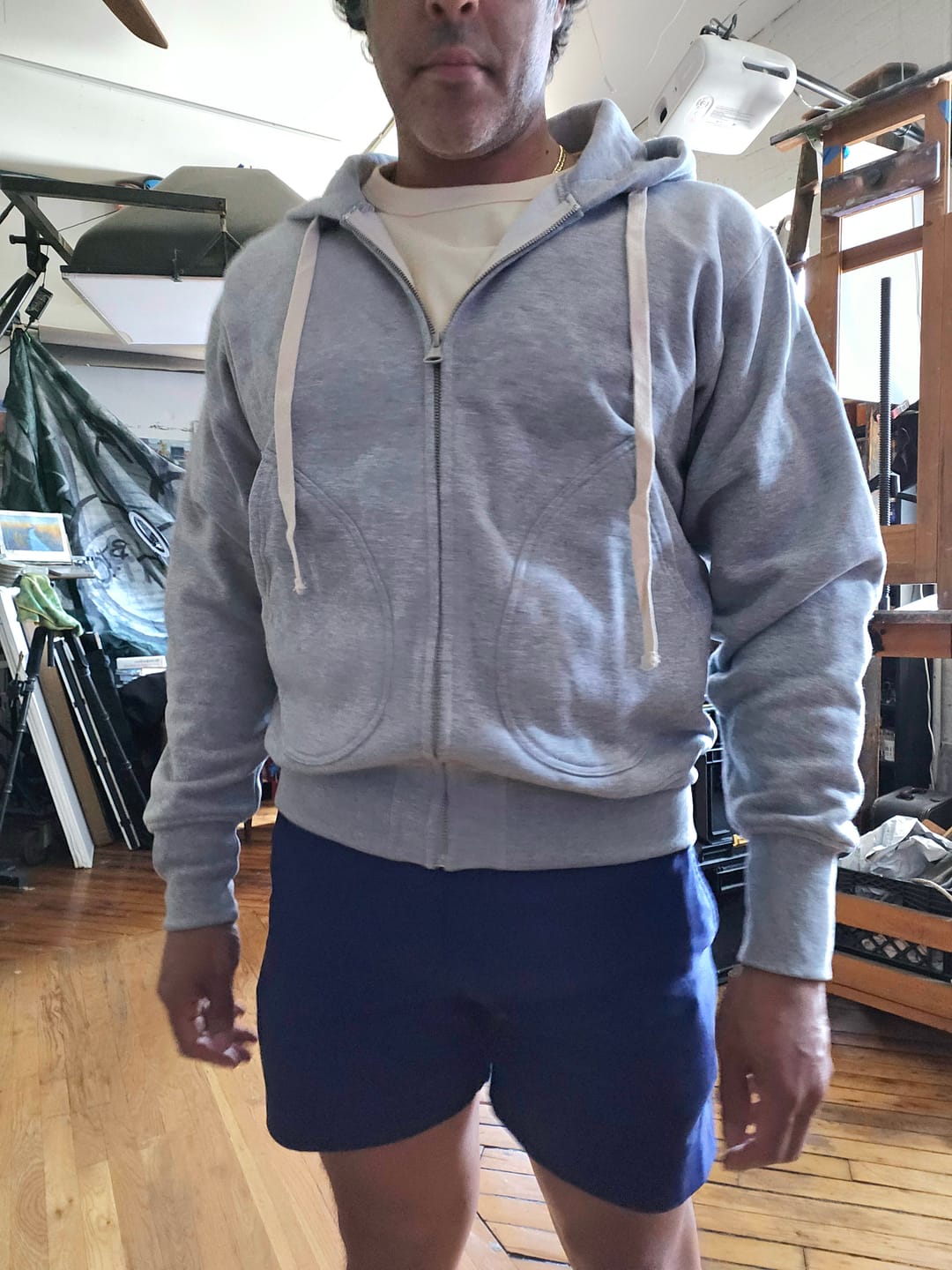 Customer photo review of 17.5 oz Terry Cloth Full-Zip Hoodie - Gray