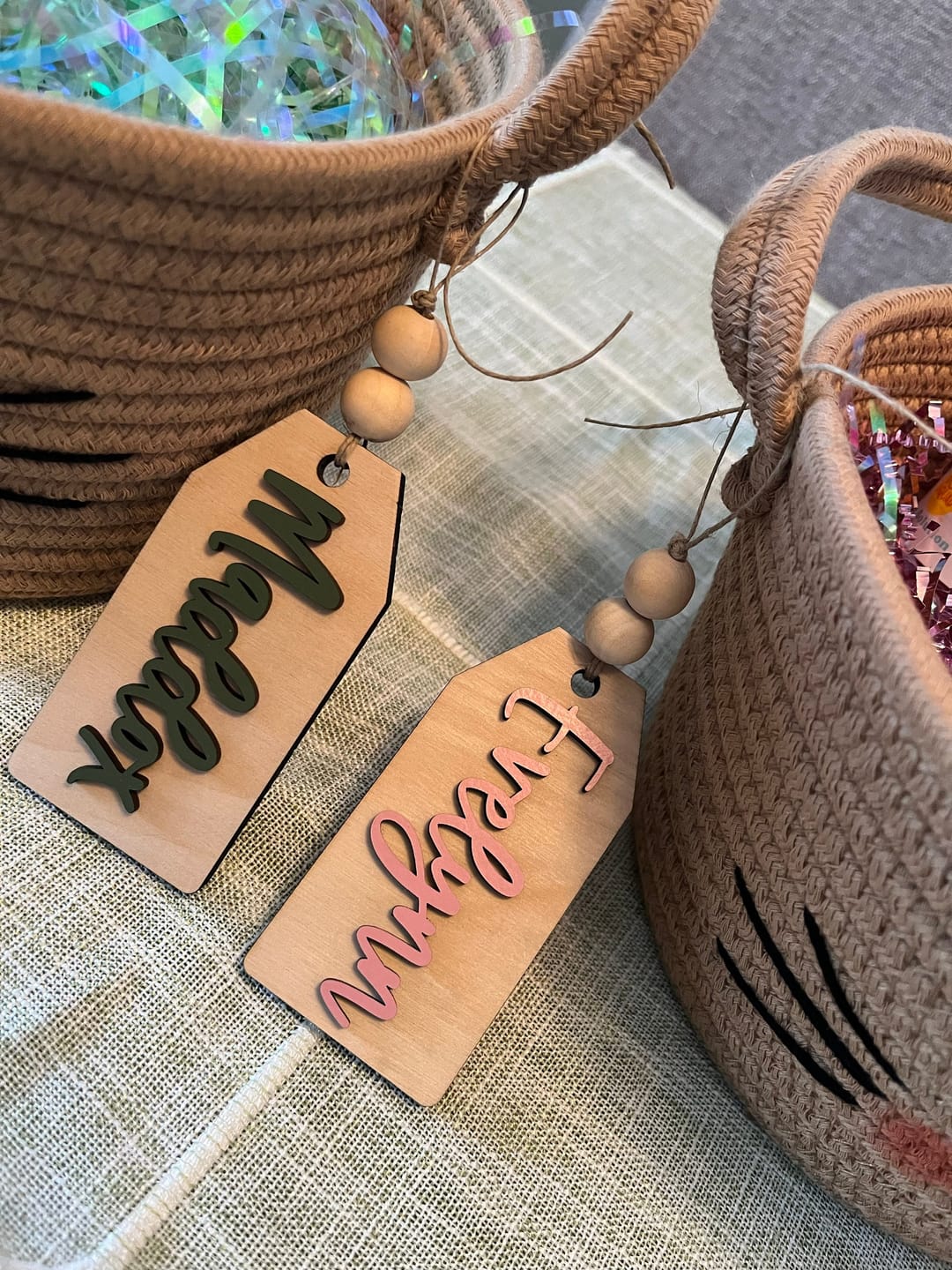 Customer photo review of Beaded Wooden Name Tag