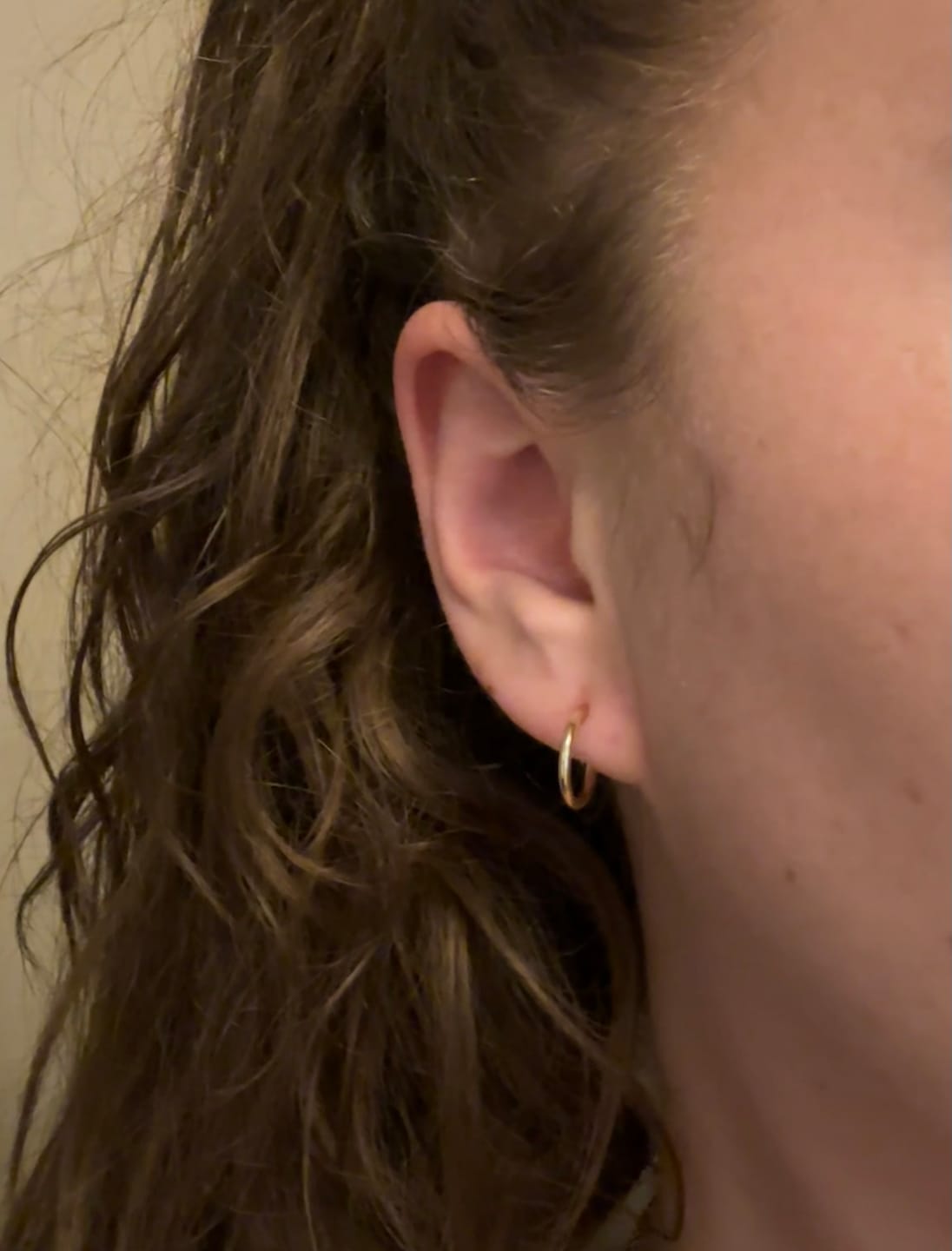 Customer photo review of Tiny Hoop Clip On Earrings in Gold