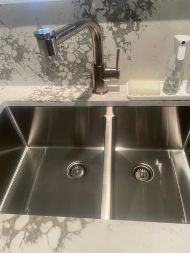Customer photo review of 32" Stainless Steel Undermount Sink - Double Bowl - Large Bowl Left (5D32)