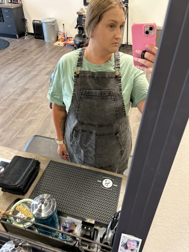 Customer photo review of Over Shoulder Black Acid Washed Apron