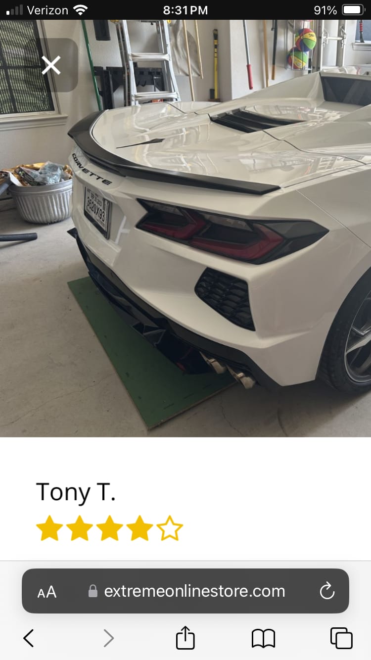 Customer photo review of Chevrolet Corvette C8 Low Profile Rear Lid Wing Spoiler