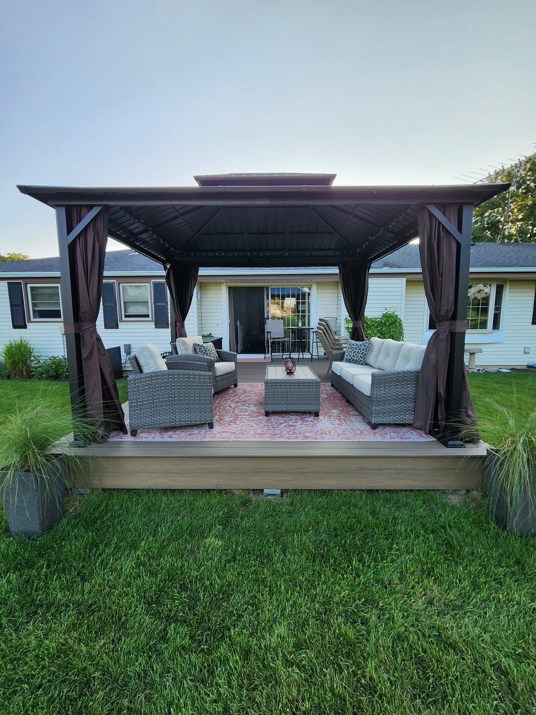 Customer photo review of PRE ORDERS ONLY - Shade N' Shelters 10' x 12' Duncan Hardtop Gazebo Privacy Curtain with Hooks