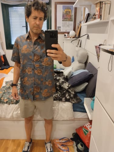 Customer photo review of Lot de 3| Chemises de plage décontractées en coton à manches courtes pour hommes