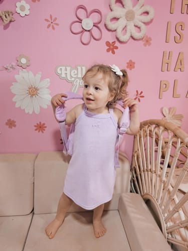 Customer photo review of Kids Terry Towel Dress - Lilac