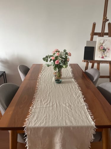 Customer photo review of Fringed Linen Keten Runner Natürel
