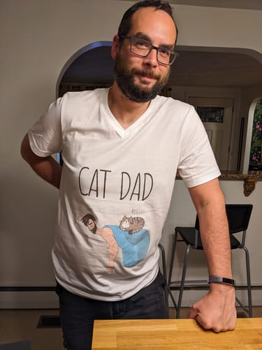 Customer photo review of Personalized Cat Dad T-Shirt