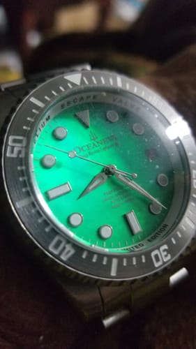 Customer photo review of Oceaneva™ Men's Deep Marine Explorer III 3000M Pro Diver Watch Green Mother Of Pearl Dial