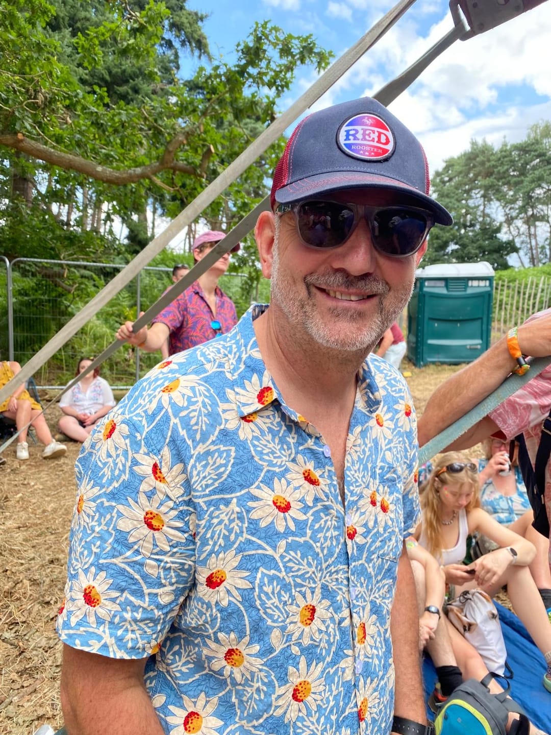 Customer photo review of Men's Retro Beach Hawaiian Cotton Holiday Button Up Blue Short Sleeve Floral Shirt