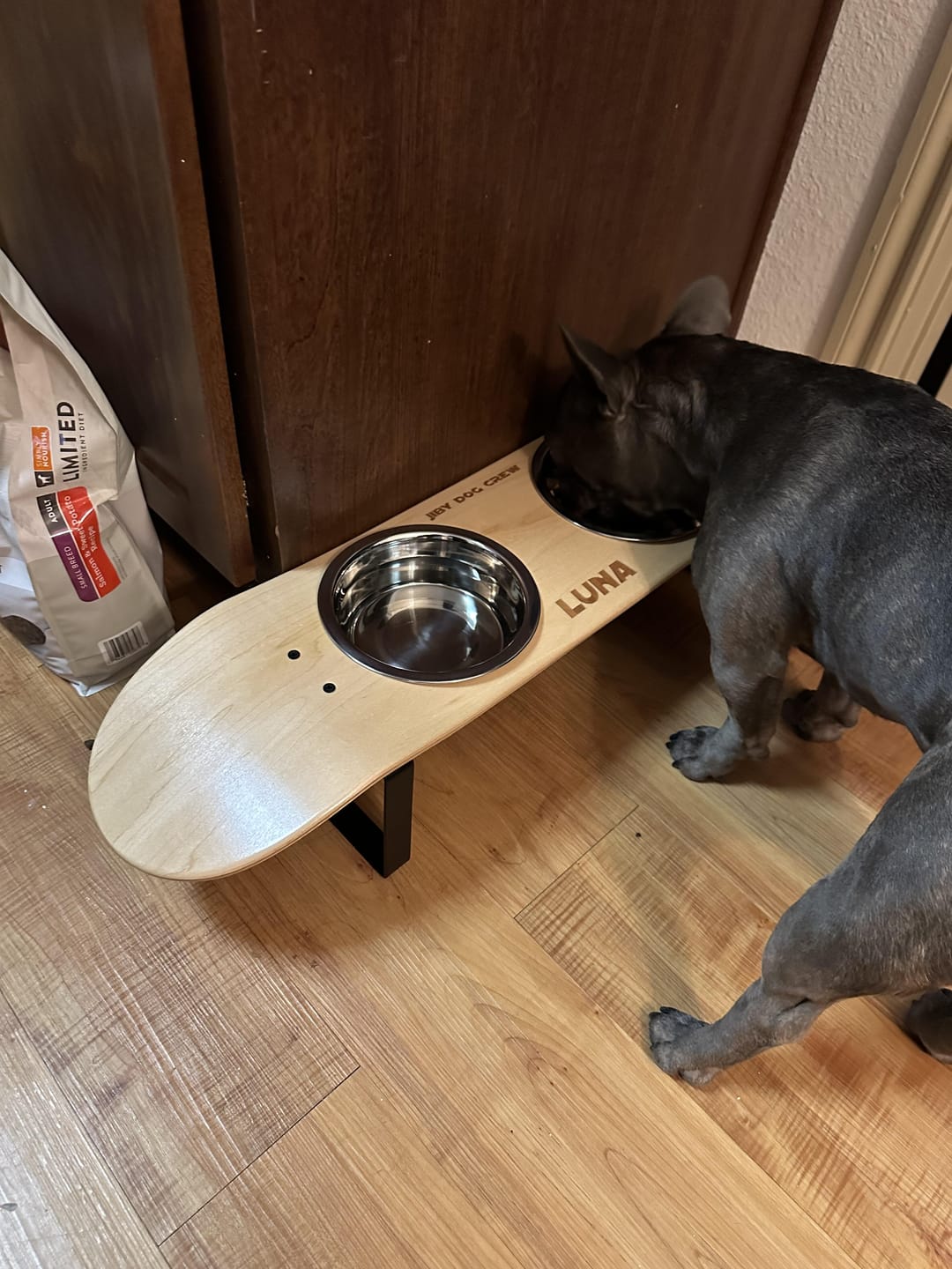 Customer photo review of Pure Maple Skateboard Dog Bowl